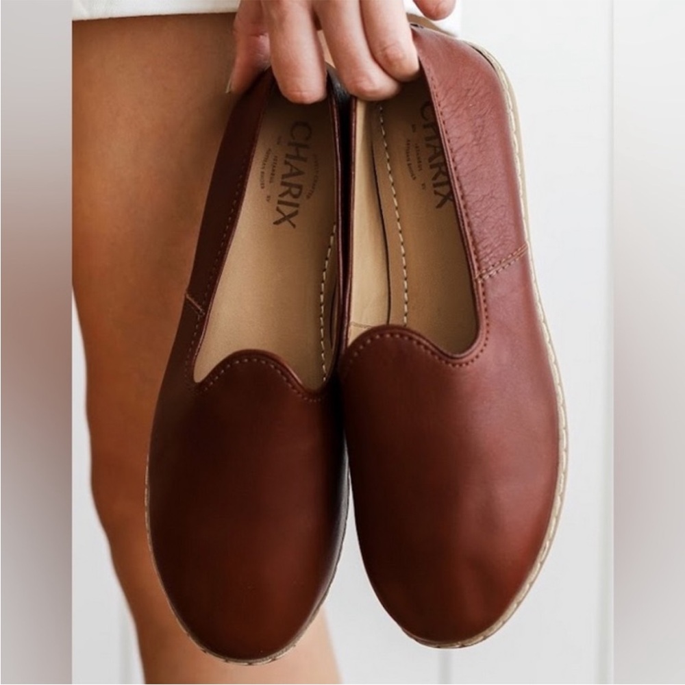CHARIX Women's Cognac Maroon Red Leather
Loafer Flats Size 38 (8)